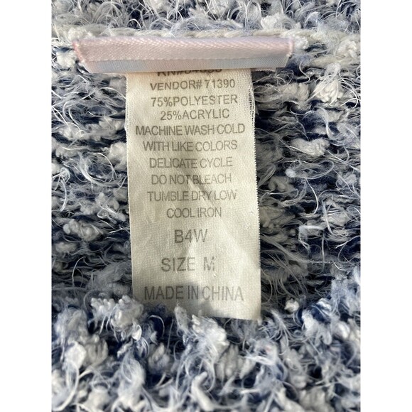 American Sweetheart Womens Eyelash Blue & White Stretch Sweater Size M - Picture 3 of 6